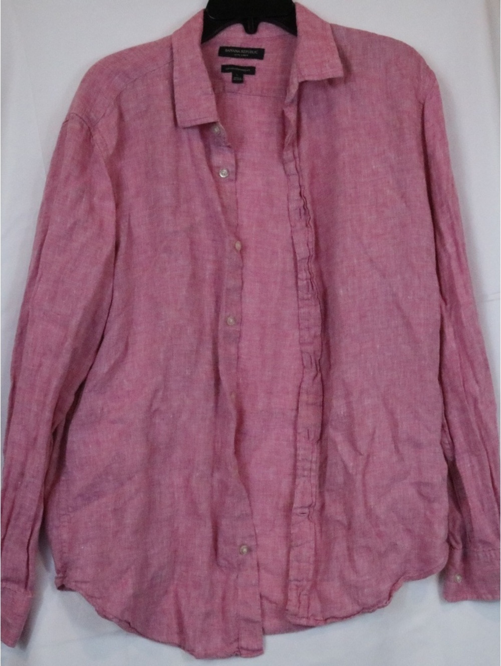 Banana Republic Shirt Mens Large Pink 100% Linen Camden Standard Fit Button Down